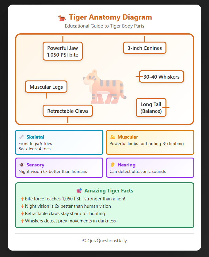 
Tiger Quiz Questions: Tiger Anatomy Diagram