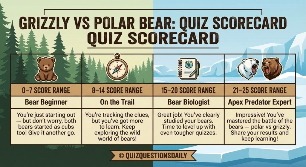 Grizzly Vs Polar Bear Quiz Scorecard