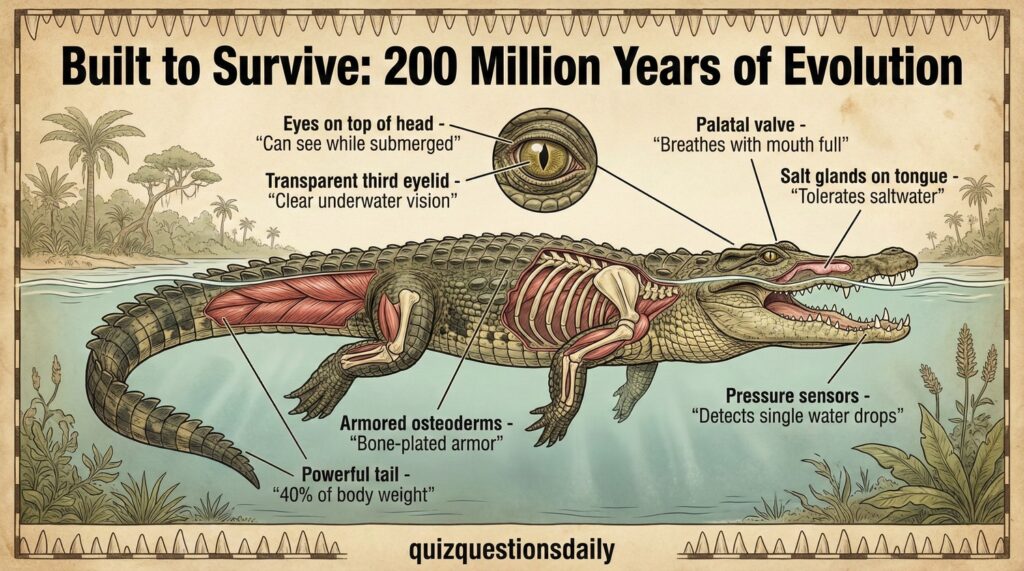 The Ultimate Crocodile Quiz Questions: 100 Questions From Easy to Expert 5 Crocodile Quiz Questions: Crocodile Physiology